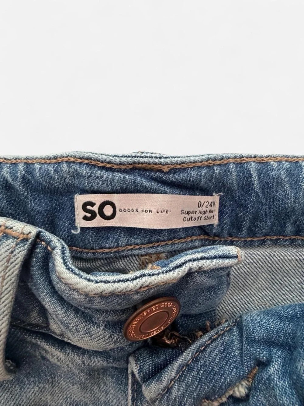 High-Rise Distressed Denim Shorts - Blue